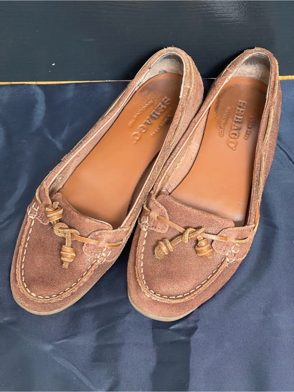 Sebago Tan Suede Moccasin Loafers with Knot Detail 7